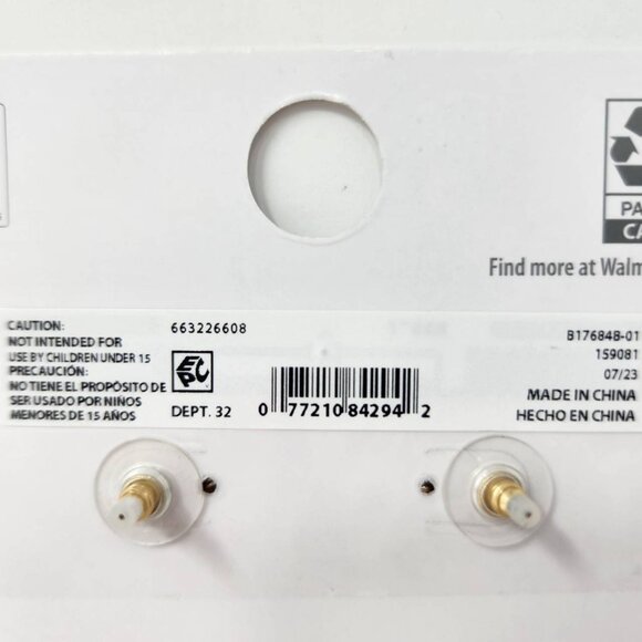 Time And Tru Butterfly Stud Earrings Gold-Tone & Pink Hypo-Allergenic - Picture 6 of 6